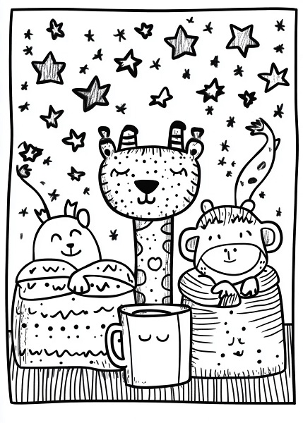 25 Free South African Winter Colouring Pages for Kids - Safari animal pajama party