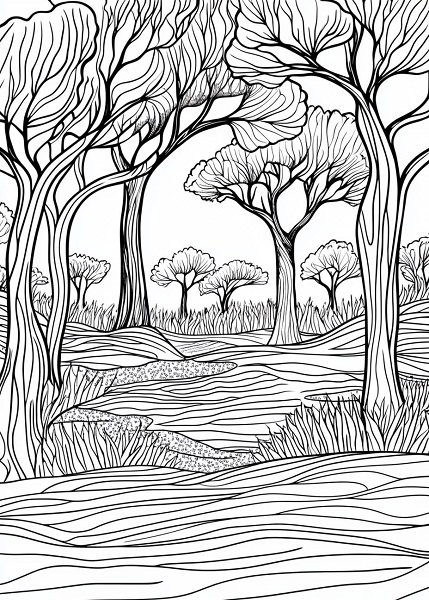 25 Free South African Winter Colouring Pages for Kids Bushveld scenes with dry acacia trees