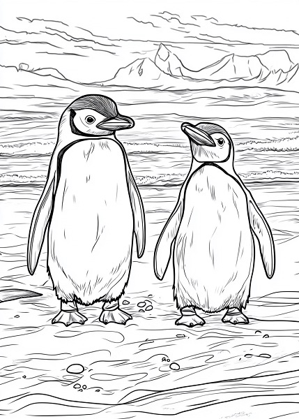 25 Free South African Winter Colouring Pages for Kids - African penguins at Boulders Beach