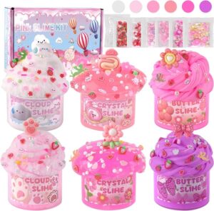 6 Pack Slimes, Pink Slime Kids, Cloud Slime kit for Girls
