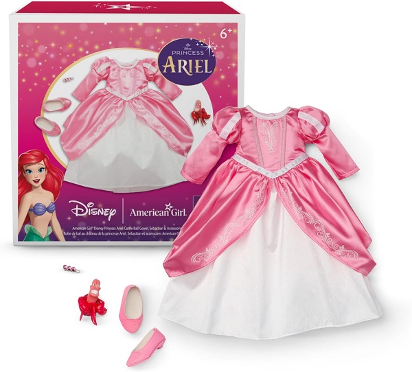 Disney Princess Fans Are Freaking Out Over Disney x American Girl Dolls 18 American Girl, Disney, Princess Ariel, Castle Ball Gown, Sebastian Figurine, & Accessories, 18-inch Doll Clothing, Ages 6+