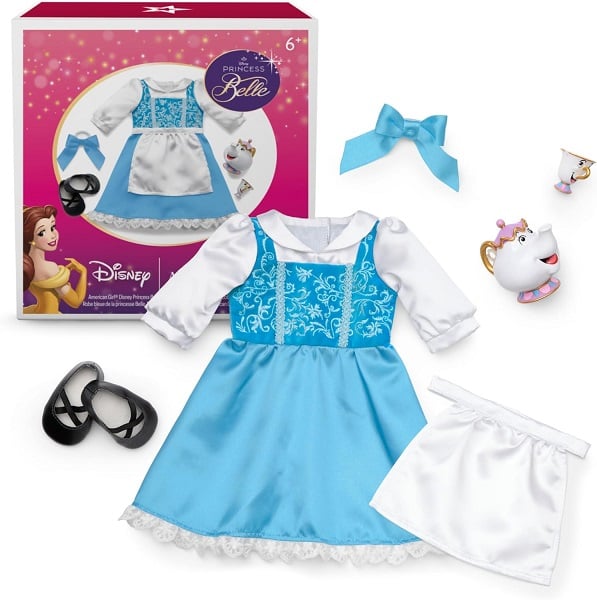 Disney Princess Fans Are Freaking Out Over Disney x American Girl Dolls 16 American Girl, Disney, Princess Belle, Blue Dress, Mrs. Potts, Chip, & Accessories, 18-inch Doll Clothing, Ages 6+