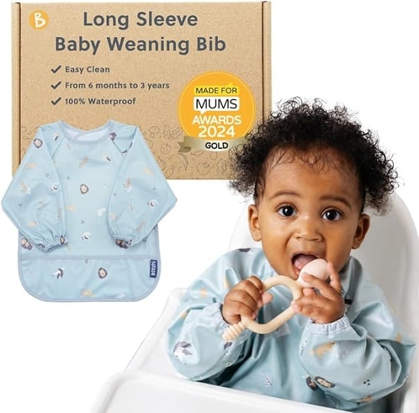 BIBaDO Mess Proof Baby Bib, 2 Pack Long Sleeve Bib