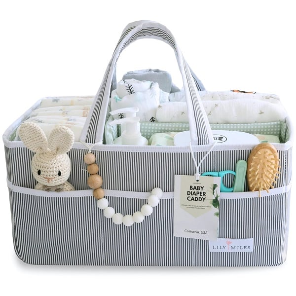 aby Diaper Caddy Organizer - Large Tote Bag for Newborn essentials Boy or Girl - Baby Shower Basket - Nursery Must Haves - Registry Favorites - Newborn Caddie Car Organizer