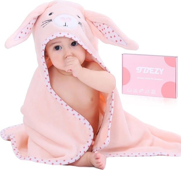 The Cutest Baby Hooded Towels on Amazon Right Now 12 Baby Hooded Towel with Unique Animal Design Ultra Soft Thick Cotton Bath Towel for Newborn (Bunny)