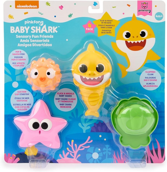 Baby Shark Sensory Fun Friends, 4 Pack, Fidget Toys, Develop Sensory Skills