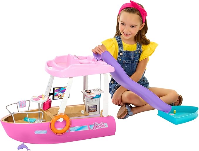 What Makes Barbie Mysteries: Beach Detectives So Fun 16 Barbie Dream Boat Playset with 20+ Ocean-Themed Accessories Sized to Fashion Dolls Including Pool, Slide & Dolphin