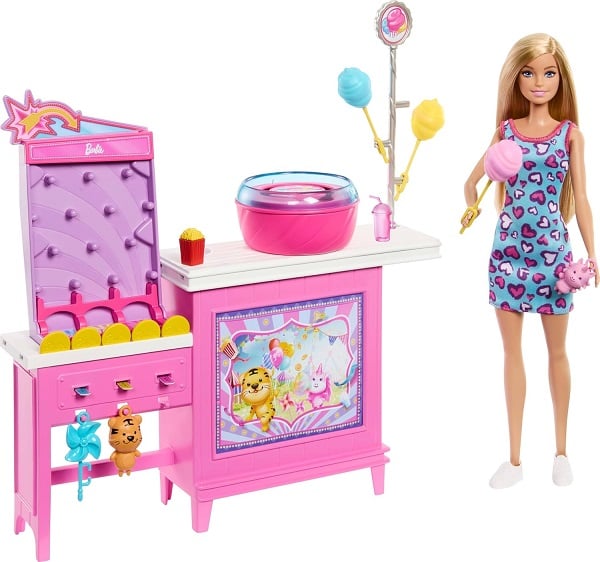 What Makes Barbie Mysteries: Beach Detectives So Fun 13 Barbie Mysteries: Beach Detectives Malibu Doll & Cotton Candy Game Booth Playset with 20 Accessories Including Prizes