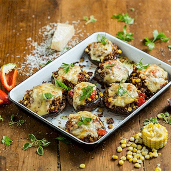 Big Black Mushrooms Filled with Quinoa 