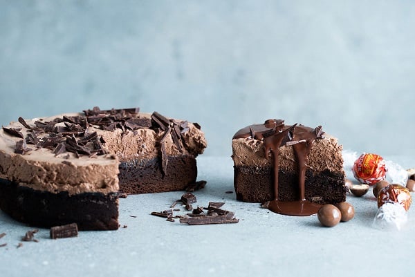Chocolate mousse brownie cake