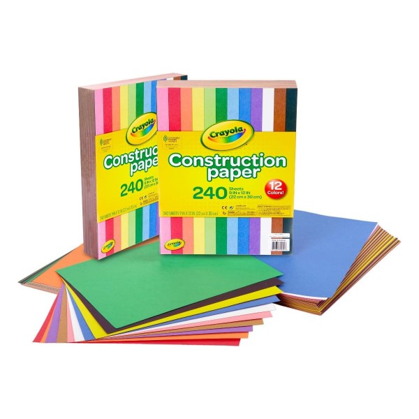 Crayola Construction Paper Bulk Pack (480 Sheets) – 10 Assorted Colors, 9x12, Teacher School Supplies & Classroom Must Haves, Card Making Craft Supplies, Art Paper