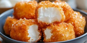 Deep-fried marshmallows are a crispy-on-the-outside, gooey-on-the-inside dessert treat.