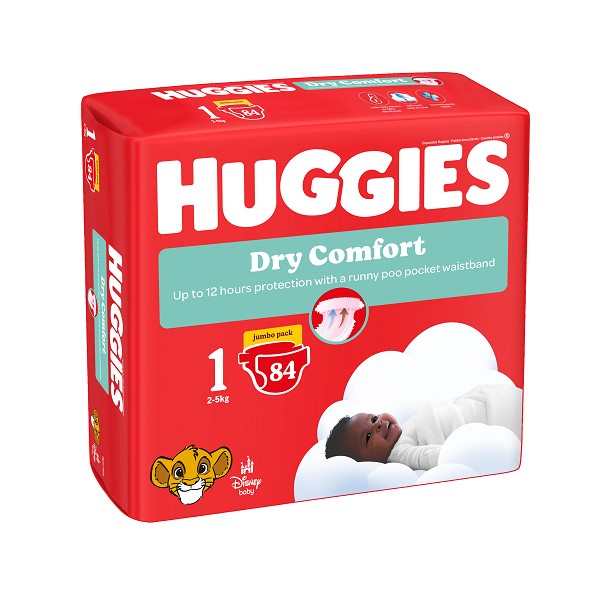 Huggies® Dry Comfort® range now also has new absorbent channels for faster absorption and a better fit. Plus, a new 3D liner (complete with adorable blue paw prints) allows for better distribution of liquid.