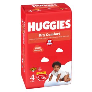 Huggies® Dry Comfort® range now also has new absorbent channels for faster absorption and a better fit. Plus, a new 3D liner (complete with adorable blue paw prints) allows for better distribution of liquid.