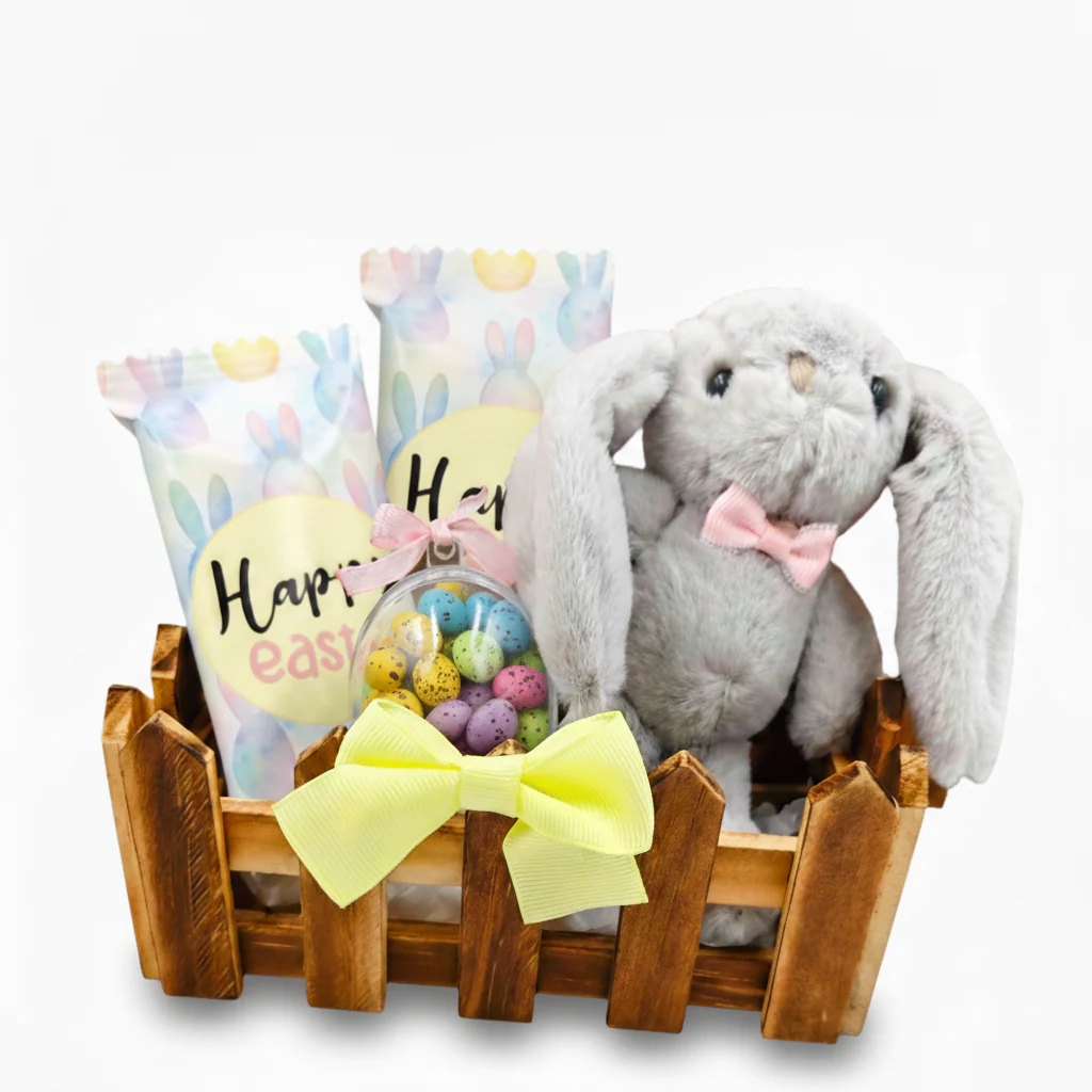 6 Fun and Easy Easter Basket Ideas for Every Age 14 Easter Bunny Gift Basket with Chocolate Eggs from The Holiday Shop