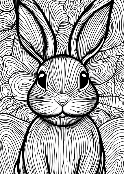 Detailed Easter Bunny Free Easter Colouring Pages for Kids (17)