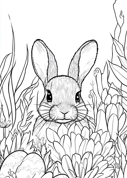 Easter Bunny in the garden South Africa - Free Easter Colouring Pages for Kids (19)