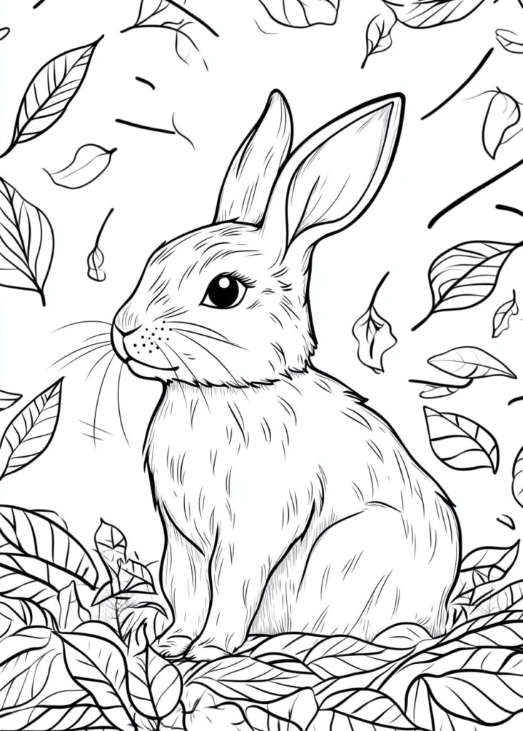 Winter Bunny Free Easter Colouring Pages for Kids (38)
