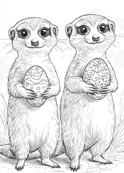 meerkats holding Easter Eggs - Free Easter Colouring Pages for Kids (43)