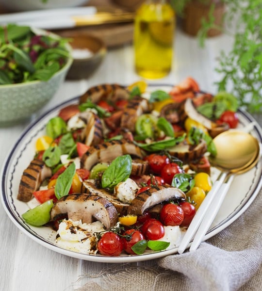 Grilled Mushroom Caprese Salad