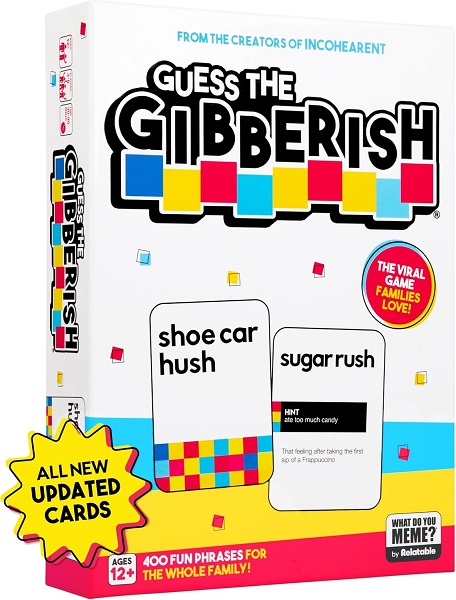 Guess The Gibberish Card Game for Families by Relatable, From The Creators of Incohereant, Fun Kids Games for Kids 12+ Includes 400 Cards & Sand Timer, Perfect Stocking Stuffers, & Christmas Games