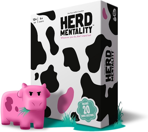 Herd Mentality: Udderly Funny Family Board Game | Easy & Fun for Big Groups of 4-20 Players | Includes 20 Extra Exclusive Questions