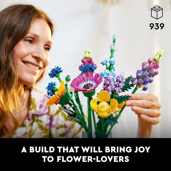 LEGO Botanicals Artificial Wildflower Bouquet - Fake Indoor Flowers Building Set for Home, Kitchen, Desk Decoration, Adults Ages 18+ - Gift for Birthdays - 10313