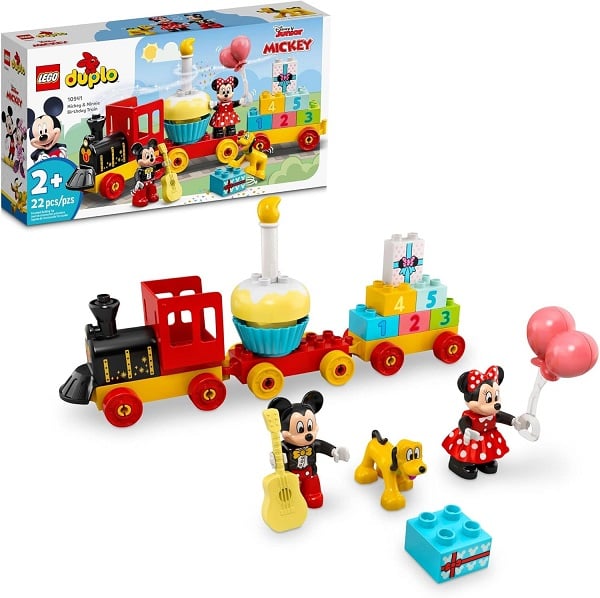 LEGO DUPLO Disney Mickey & Minnie Mouse Birthday Train Toy - Building Blocks for Toddlers, Ages 2+ - Pretend Play Learning Toy for Girls & Boys - Gift for Christmas - 10941