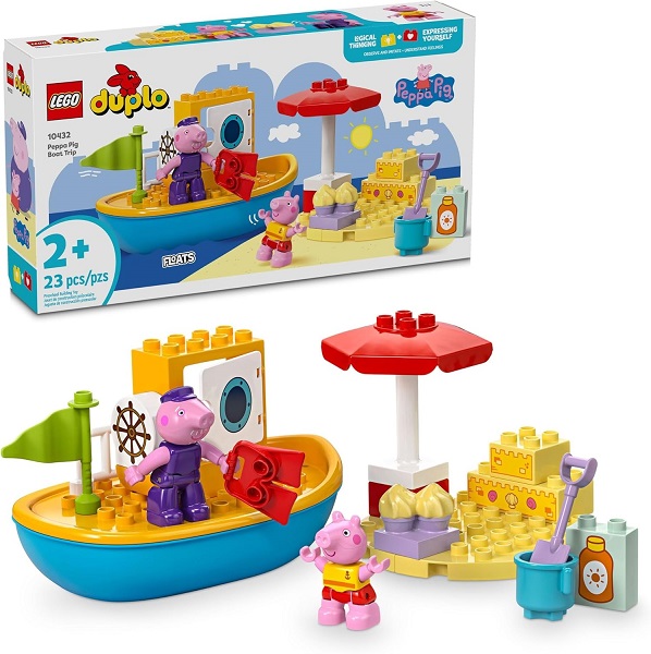 LEGO DUPLO Peppa Pig Boat Trip Bath Toy, Building Block Learning Set for Preschool Kids with 2 Peppa Pig Figures Included, Water Toy Gift Idea for Toddlers Ages 2 and Up, 10432