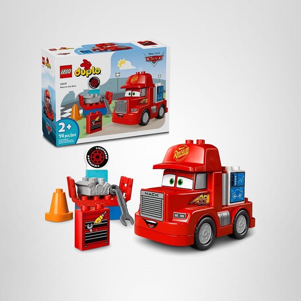 LEGO Disney Pixar Mack at The Race Cars Toys - Pixar Cars Birthday Gift for Toddlers, Preschool, Boys & Girls, Ages 2+ - Educational Building Toys Set - 10417