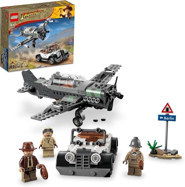 LEGO Indiana Jones and the Last Crusade Fighter Plane Chase 77012 Building Set, Featuring a Buildable Car Airplane Toy, 3 Minifigures Including Jones, Birthday Gift for Kids 8-12 Years Old