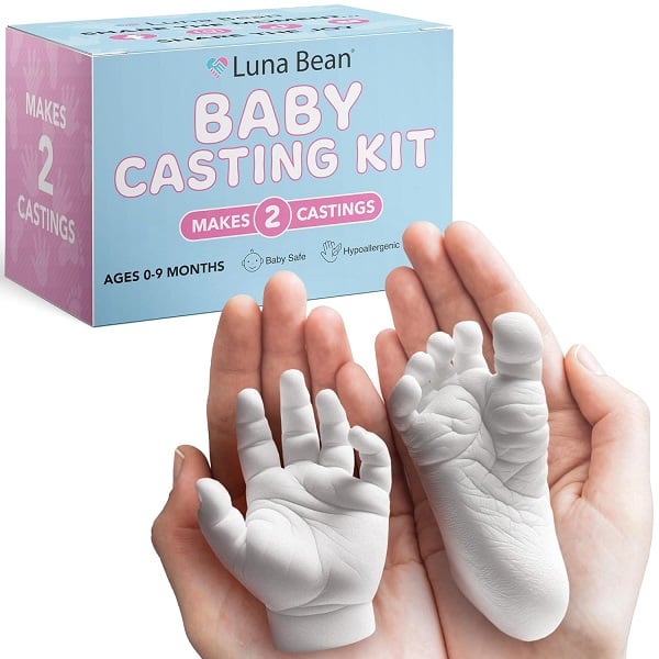 Luna Bean Baby Footprint and Hand Mold Casting Kit (2 Pack) First Time New Mom Gifts - Newborn Foot Handprint Baby Keepsake - Mom to Be Gi