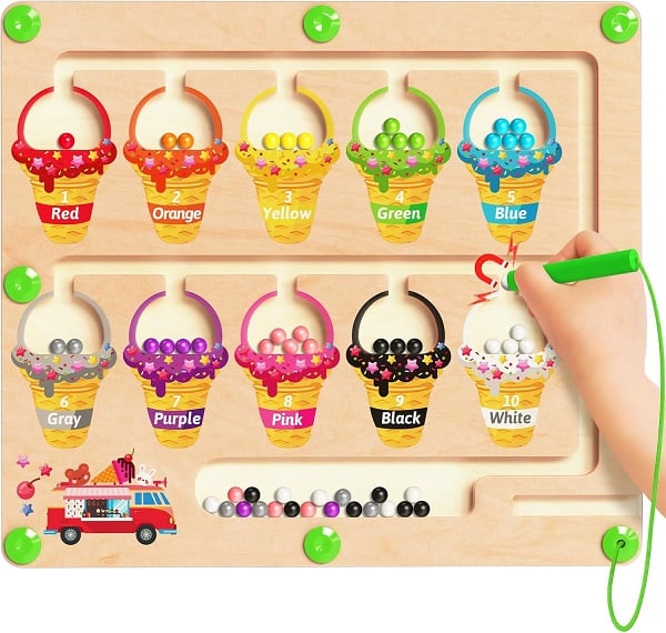 Top Montessori Toys on Amazon Parents Swear By 16 Magnetic Color and Number Maze, Montessori Toys for 2 3 4 Year Old, Wooden Color Matching Puzzle Board, Preschool Learning Activities Educational Toys for Ages 2-4 for Girls Boys Birthday Gifts