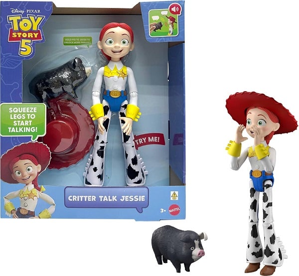 Mattel Disney and Pixar Toy Story 5 Critter Talk Jessie | 12-inch Posable Action Figure Toy & Jimmy Dean, 35+ Movie Sounds & Phrases​, English Language