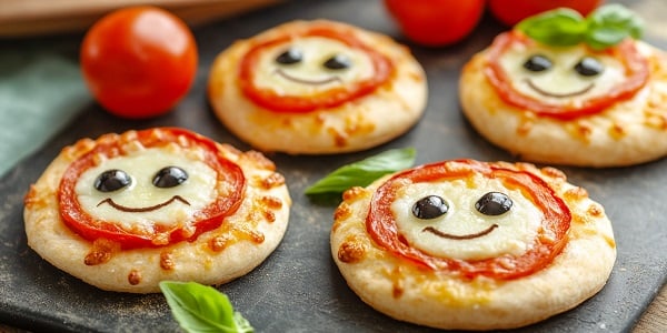 Mini Pizza Faces: Fun Lunchbox Idea for Kids