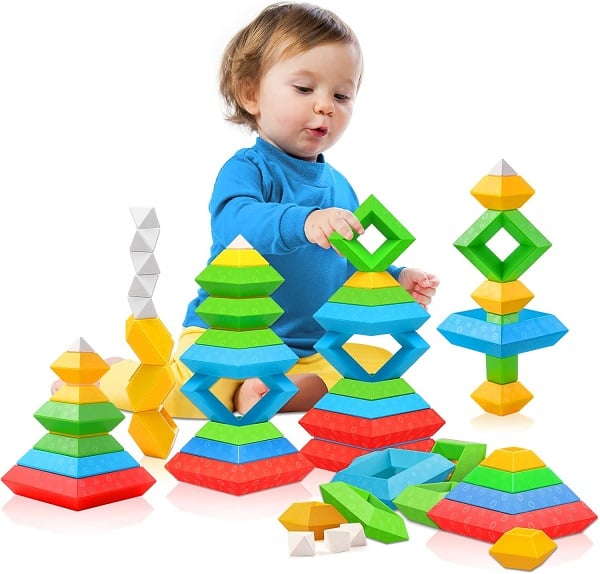 Top Montessori Toys on Amazon Parents Swear By 14 Montessori Toys for 1 2 3 4 Year Old Boys Girls Toddlers Preschool Learning Activities 30Pcs Building Blocks Stacking Educational Toys STEM Sensory Gifts for Kids Age 1-2 2-4