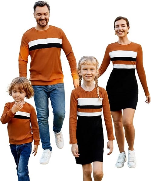 PATPAT Family Matching Outfits Fall Winter Cotton Long Sleeve Bodycon Dresses and Sweatshirts Tops Sets