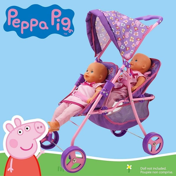 12 Peppa Pig Toys Your Child Will Absolutely Love 14 Peppa Pig: Doll Twin Stroller - Purple, Pink, Flowers - Seats 2 Dolls Up to 18", Foldable Design, Retractable Canopy, Adjustable Seats, Kid Toy Age 3+