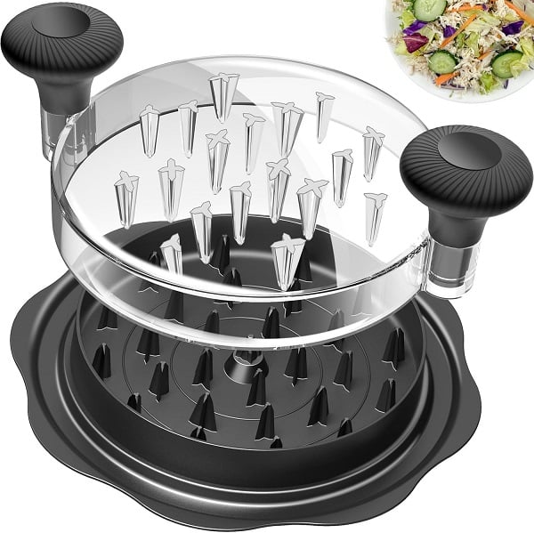 Pro Chicken Shredder Tool Twist Large for Kitchen, BPA-Free Food-Safe Meat Grinder, Visible Chicken Breast Meat Shredder with Strong Anti-Slip Bottom & Ergonomic Handle, Black