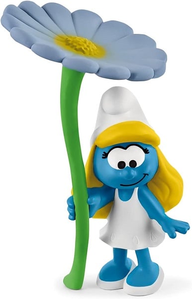 Schleich Smurfs, Collectible Retro Cartoon Toys for Boys and Girls, Smurfette with Flower Toy Figurine