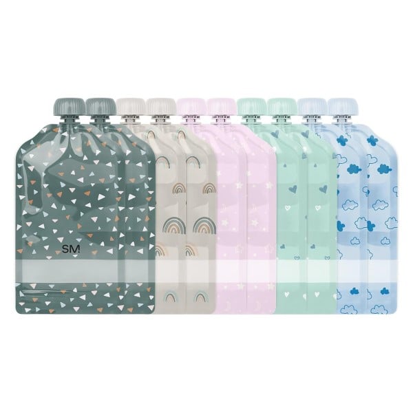 Simple Modern Reusable Baby Food Pouches for Toddlers | BPA Free Plastic, Food Safe, Freezer Safe | Refillable for Applesauce Yogurt & Puree Squeeze Pouch | 10 pack | 5oz | Assorted