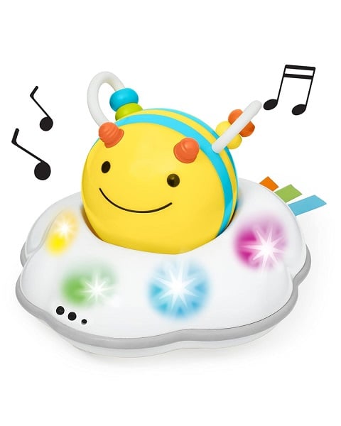 Skip Hop Baby Follow-Me Bee Tummy Time Crawl Toy 3-Stage Infant Sensory Development with Lights Sounds and Music Explore & More