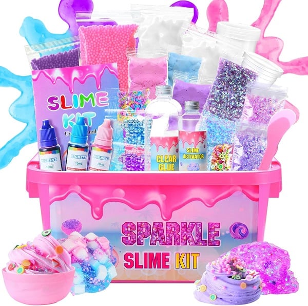How to Make Slime at Home (No Borax Needed!) 23 Slime Kit - Confetti, Glimmer Crunchy, Foam, Jelly Cubes - Stress Relief Toys, Party Favors for Kids, Boys and Girls Ages 6-12