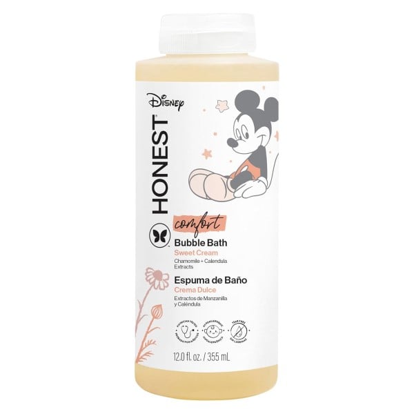 The Honest Company Foaming Bubble Bath Gentle Enough for Baby Dermatologist Tested Tear-Free Hypoallergenic Disney’s Mickey Mouse Comfort Sweet Cream 12 fl oz