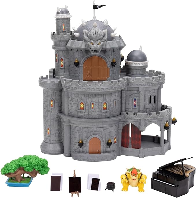 The Super Mario Galaxy Movie Toys on Amazon Kids Want Now 16 The Super Mario Galaxy Movie – 12" Deluxe Three-Story Bowser Castle Playset with 1.5” Bowser Figure, Piano, Bonsai Tree, Heat-Activated Paintings and More!