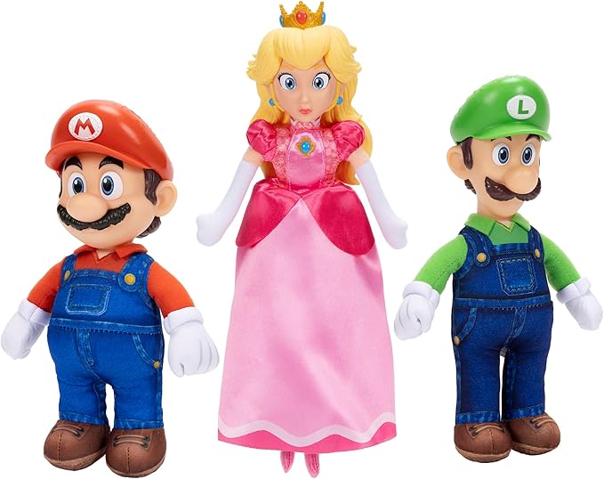 The Super Mario Galaxy Movie Toys on Amazon Kids Want Now 11 The Super Mario Galaxy Movie – 9" Plush 3-Pack Bundle Series 1 - Premium Detail Roto Head Plush, Includes Mario, Luigi, and Princess Peach Characters