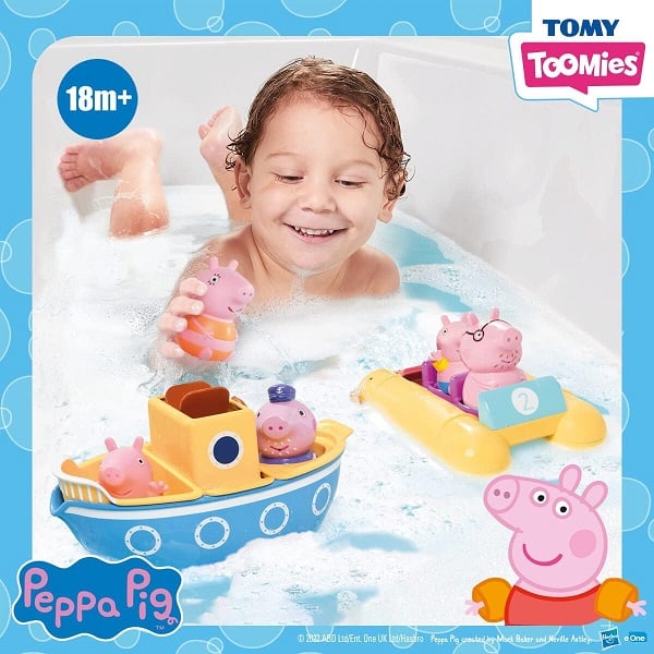 12 Peppa Pig Toys Your Child Will Absolutely Love 24 Toomies Peppa Pig Bath Toys - Peppa’s Boat Adventure Bath Toy Set - Includes 2 Boat Toys and 5 Peppa Pig Figures - Peppa Pig Toy Boats - Toddler Bath Toys for 18 Months and Up