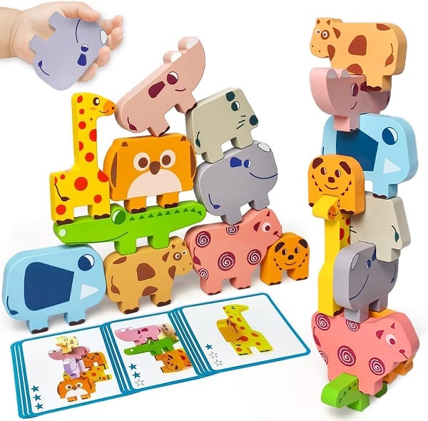 Top Montessori Toys on Amazon Parents Swear By 17 Toys for Toddlers 1-3, Montessori Toys for 1 2 3 Year Old Boys & Girls, Toy Age 2-4 0-2 Kids Baby, 1 2 3 Year Old Girls Boys Gifts, Wooden Animal Blocks Stacking Education Puzzles Toy
