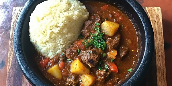 Enjoy a rich and flavourful South African beef stew, slow-cooked to perfection with tender beef, vegetables, and aromatic spices for a true home-style meal.