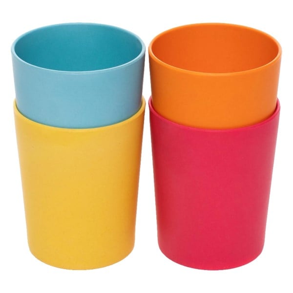WeeSprout Bamboo Toddler Cups - 4 pc Set (10 fl oz), Organic & Non-Plastic Cup Pack for Toddlers, Big Kids or Baby, Natural